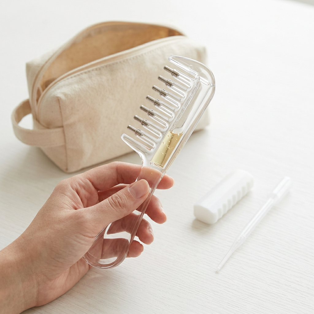 Peigne applicateur d'huile cuir chevelu
